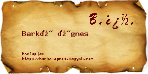 Barkó Ágnes névjegykártya